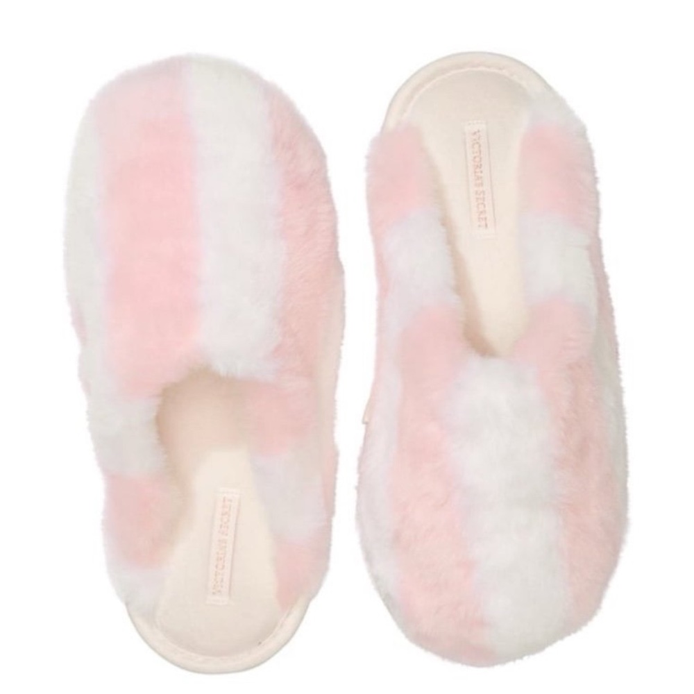 Slippers Slippers VS pink &white stripped size small cotton 🍭✨🩷